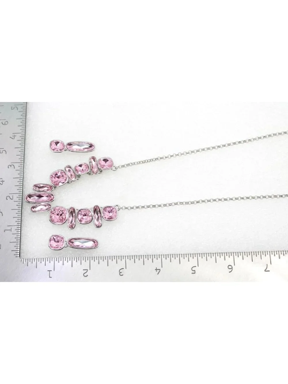 Elegant Crystal Floral Statement Necklace & Earrings Set - Rectangle & Square
